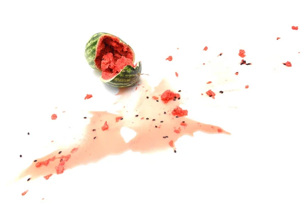 Broken Watermelon Isolated White Background — Stock Photo, Image
