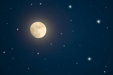 Gece gökyüzü ay ve yıldızlarla.