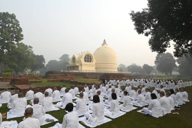 Kushinagar, India - November 13, 2024:pilgrimage site, where Buddha attained Parinirvana after his death clipart