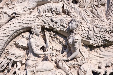 Tayland 'da bir tapınakta geleneksel Tayland sıva sanatı.