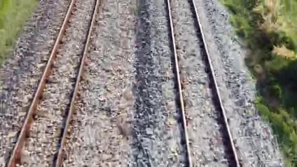 纵横交错在铁路轨道上的长线全景 — 图库视频影像