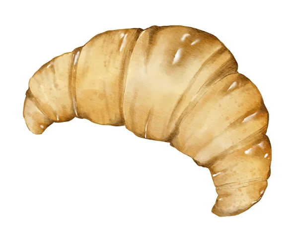 Akwarela Croissant Ręcznie Rysowane Akwarela Ilustracja Pojedynczy Element — Zdjęcie stockowe