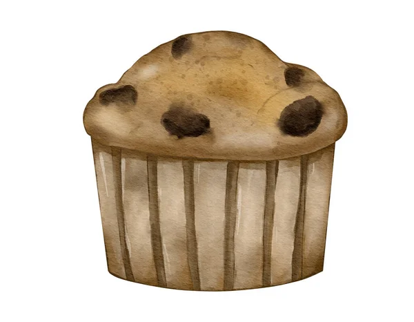 Aquarel Muffin Brood Met Hand Getekend Aquarel Illustratie Geïsoleerd Element — Stockfoto