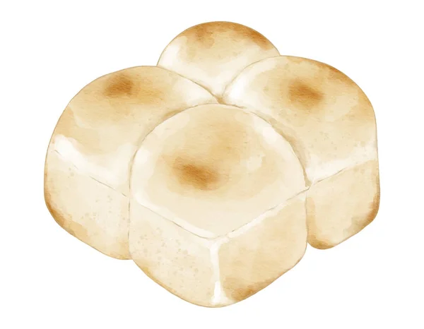 Akwarela Mleko Poduszka Chleb Ręcznie Rysowane Akwarela Ilustracja Pojedynczy Element — Zdjęcie stockowe