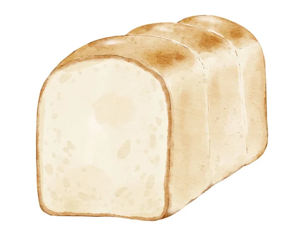 Pão Branco Aquarela Elemento Isolado Ilustração Aquarela Desenhada Mão — Fotografia de Stock