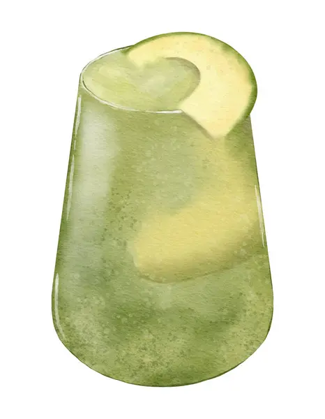 Akwarela Avacado Milkshake Rysowane Akwarela Ilustracja Pojedynczy Element — Zdjęcie stockowe