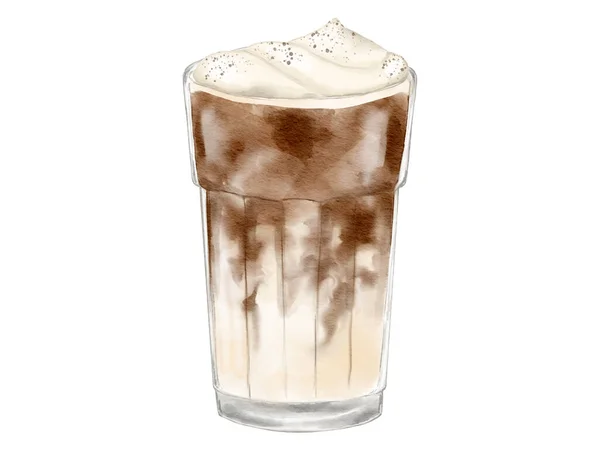 水彩コーヒーココナッツシェイクウォーターカラーイラスト 隔離された要素 — ストック写真
