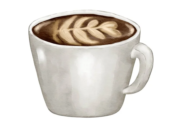 Akwarela Cappuccino Rysowane Akwarela Ilustracja Pojedynczy Element — Zdjęcie stockowe