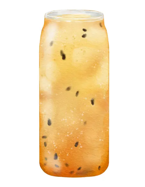 Akvarell Passion Frukt Juice Akvarell Illustration Isolerat Element — Stockfoto