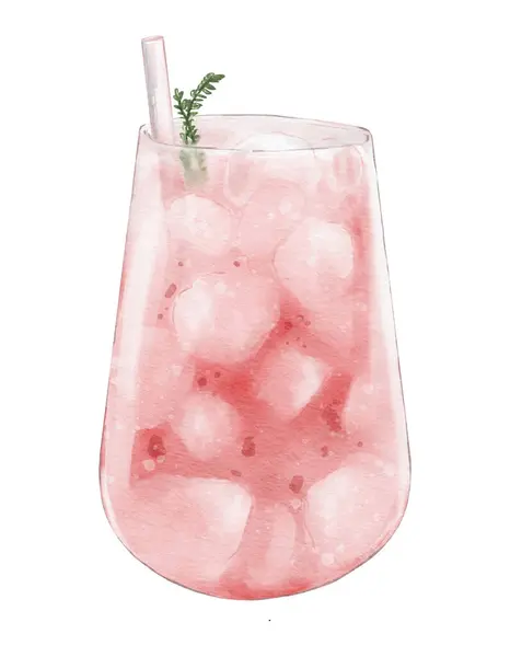 Watercolor Strawberry Soda Watercolor Illustration Isolated Element — Stock Photo, Image