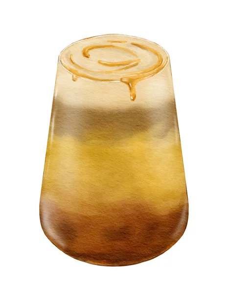 Akwarela Słodki Dynia Latte Akwarela Ilustracja Pojedynczy Element — Zdjęcie stockowe