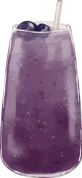 Aquarela Blueberry Soda Desenhado Aquarela Ilustração Elemento Isolado — Vetor de Stock