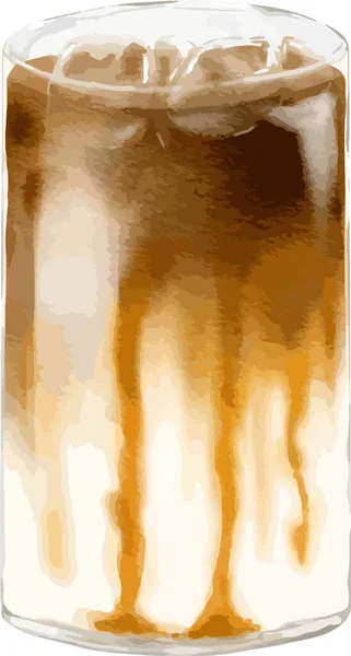 水彩画焦糖玛奇朵水彩画分离元素 — 图库矢量图片