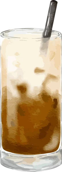 Υδατογραφία Παγωμένη Βανίλια Latte Ακουαρέλα Απεικόνιση Απομονωμένο Στοιχείο — Διανυσματικό Αρχείο