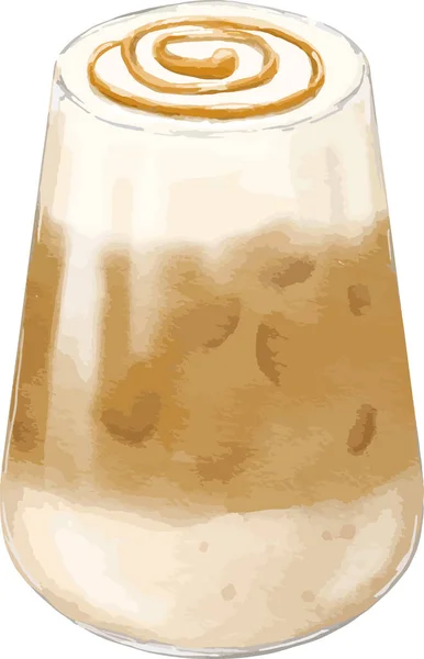 Acuarela Helado Salado Caramelo Latte Acuarela Ilustración Elemento Aislado — Vector de stock