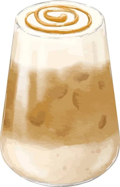 Aquarelle Glacée Caramal Salé Latte Aquarelle Illustration Élément Isolé — Image vectorielle