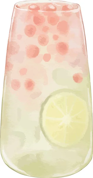 Watercolor Lemon Bubble Tea Watercolor Illustration Isolated Element — Stock Vector