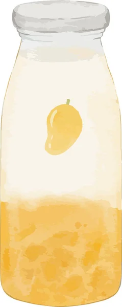 Akvarell Mango Mjölk Akvarell Illustration Isolerat Element — Stock vektor