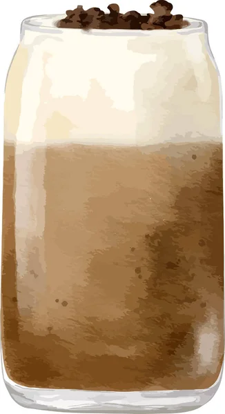 Иллюстрация Акварельного Латте Мятным Молоком Акварелью — стоковый вектор