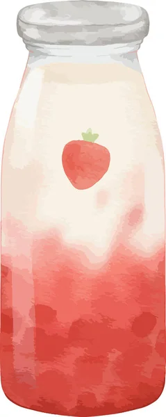 Watercolor Strawberry Milk Watercolor Illustration Isolated Element — Stock Vector