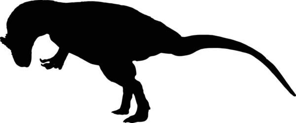 アロサウルス ブラックシルエット 隔離された背景 — ストックベクタ