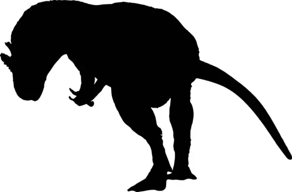 Allosaurus Sagoma Nera Sfondo Isolato — Vettoriale Stock