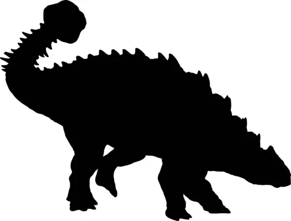 Ankylosaurus Черный Силуэт Изолированный Фон — стоковый вектор