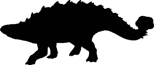 Ankylosaurus Silhueta Preta Isolado Fundo — Vetor de Stock