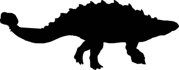 Ankylosaurus Černá Silueta Izolované Pozadí — Stockový vektor