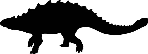 Ankylosaurus Черный Силуэт Изолированный Фон — стоковый вектор
