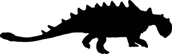 Ankylosaurus Černá Silueta Izolované Pozadí — Stockový vektor