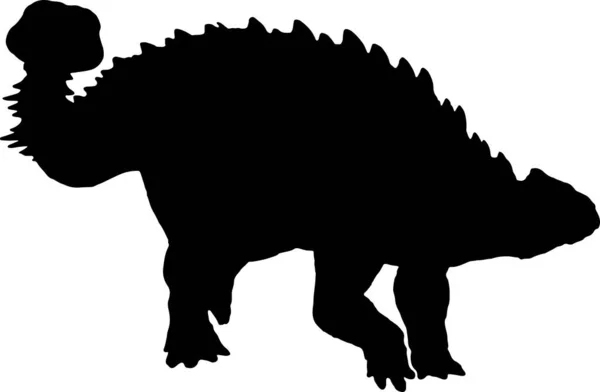 Ankylosaurus Zwart Silhouet Geïsoleerde Achtergrond — Stockvector