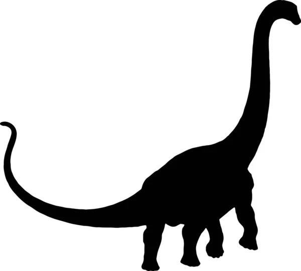 Brontosaurus Black Silhouette Isolated Background — Stock Vector