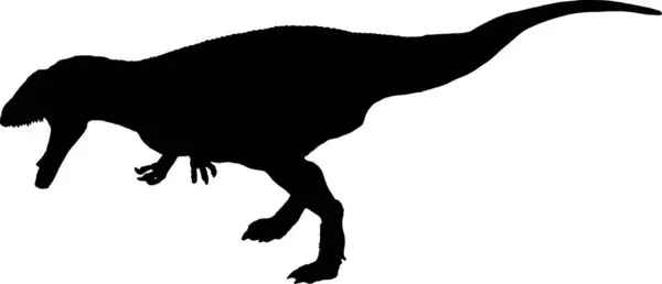 Carcharodontosaurus Černá Silueta Izolované Pozadí — Stockový vektor