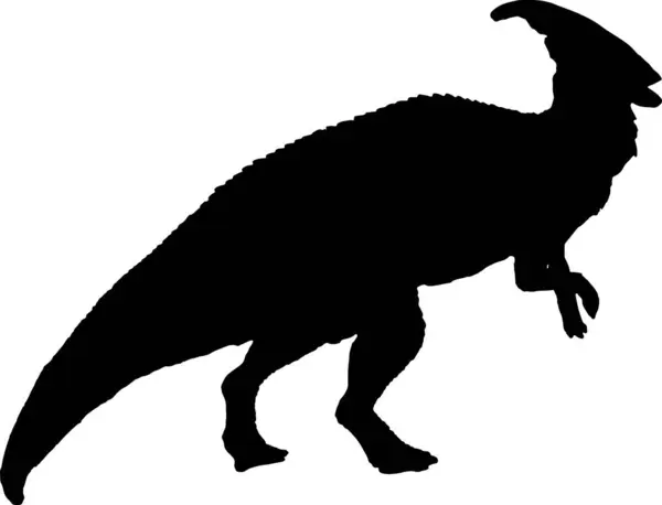 Parasaurolophus ブラック シルエット 隔離された背景 — ストックベクタ