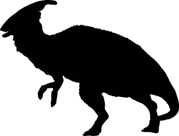 Parasaurolophus Silhueta Preta Fundo Isolado — Vetor de Stock