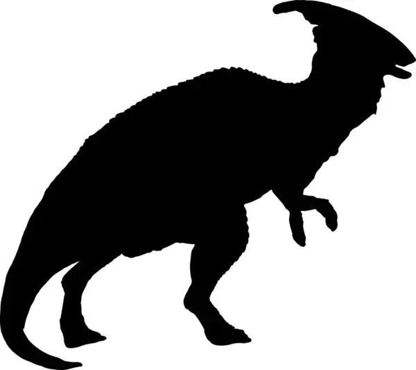 Parasaurolophus Siyah Siluet Izole Edilmiş Arkaplan — Stok Vektör