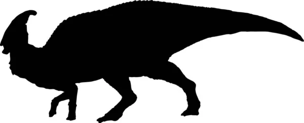 Parasaurolophus Silhouette Nera Sfondo Isolato — Vettoriale Stock