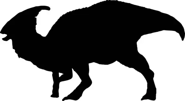 Parasaurolophus Silhouette Noire Fond Isolé — Image vectorielle