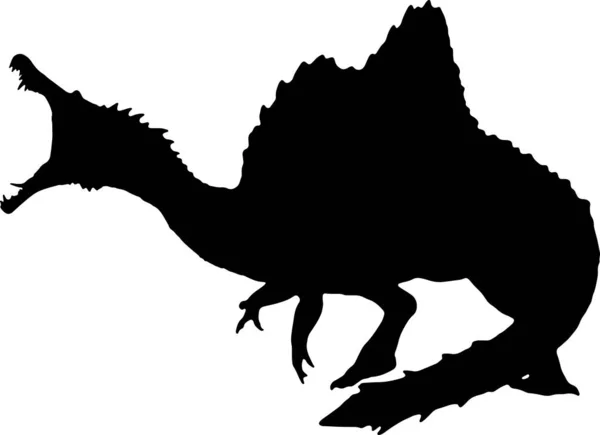 Spinosaurus Zwart Silhouet Geïsoleerde Achtergrond — Stockvector