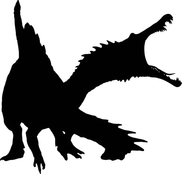 Spinosaurus Μαύρη Σιλουέτα Απομονωμένο Φόντο — Διανυσματικό Αρχείο