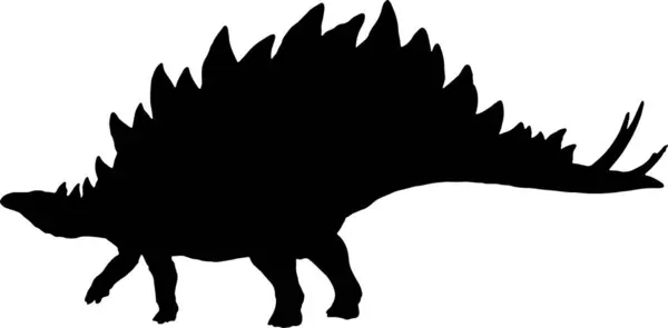 Стегозавр Чорний Силует Ізольований Фон — стоковий вектор
