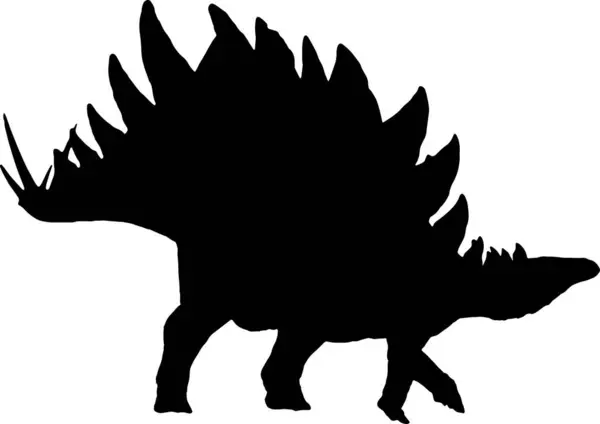 Stegosaurus Black Silhouette Isolated Background — Stock Vector