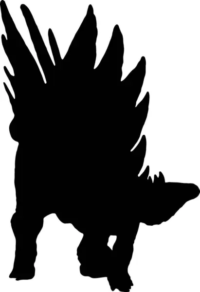 Stegosaurus Silhueta Preta Fundo Isolado — Vetor de Stock