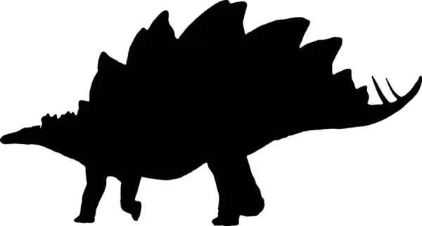 Stegosaurus Zwart Silhouet Geïsoleerde Achtergrond — Stockvector