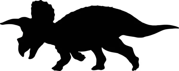 Triceratops Zwart Silhouet Geïsoleerde Achtergrond — Stockvector