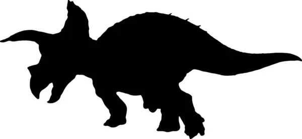 Triceratops Zwart Silhouet Geïsoleerde Achtergrond — Stockvector