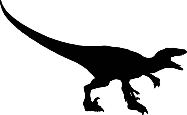 Latar Belakang Terisolasi Siluet Hitam Velociraptor - Stok Vektor