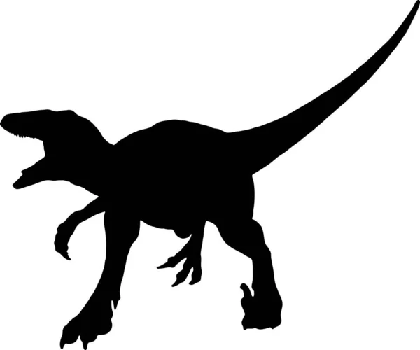 Velociraptor Zwart Silhouet Geïsoleerde Achtergrond — Stockvector