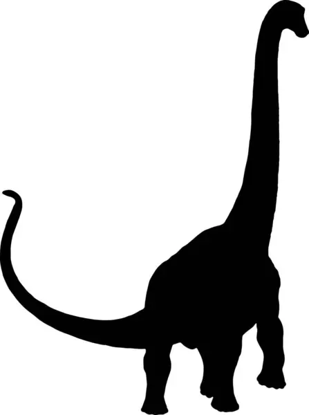 Бронтозавр Черный Силуэт Изолированный Фон — стоковый вектор